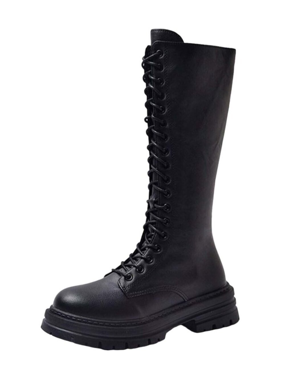 🆕 Women's Knee High Combat Boots, Platform Chunky Heel Wide Calf Combat Shoes